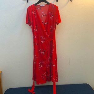 Mango Floral Print Wrap Dress